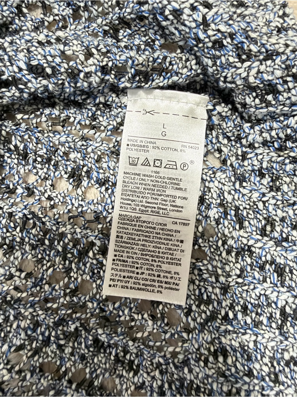 Gap open-stitch marled knit sweater tank top Sz L - Picture 7 of 7